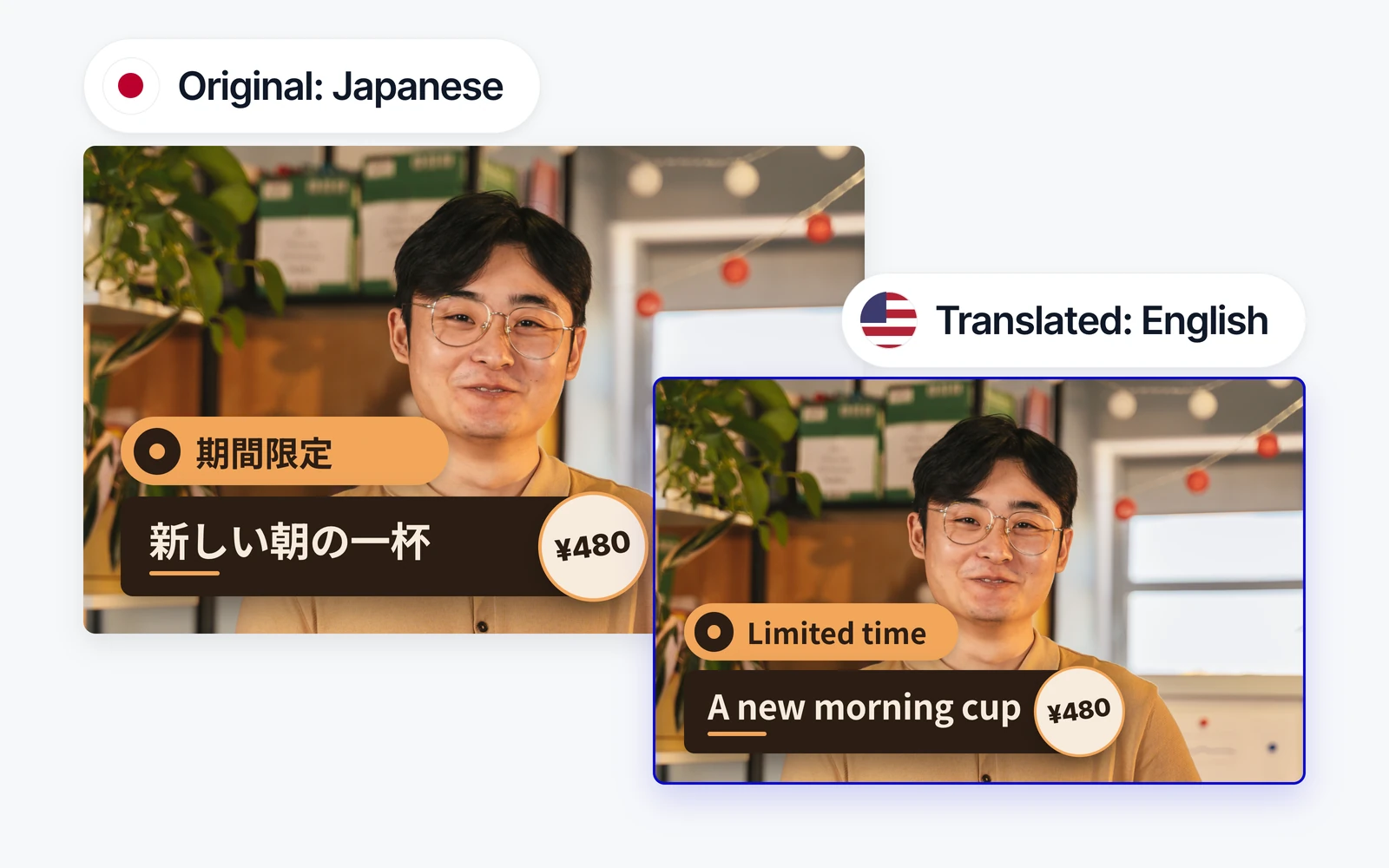 Japanese slide text translated into English on screen