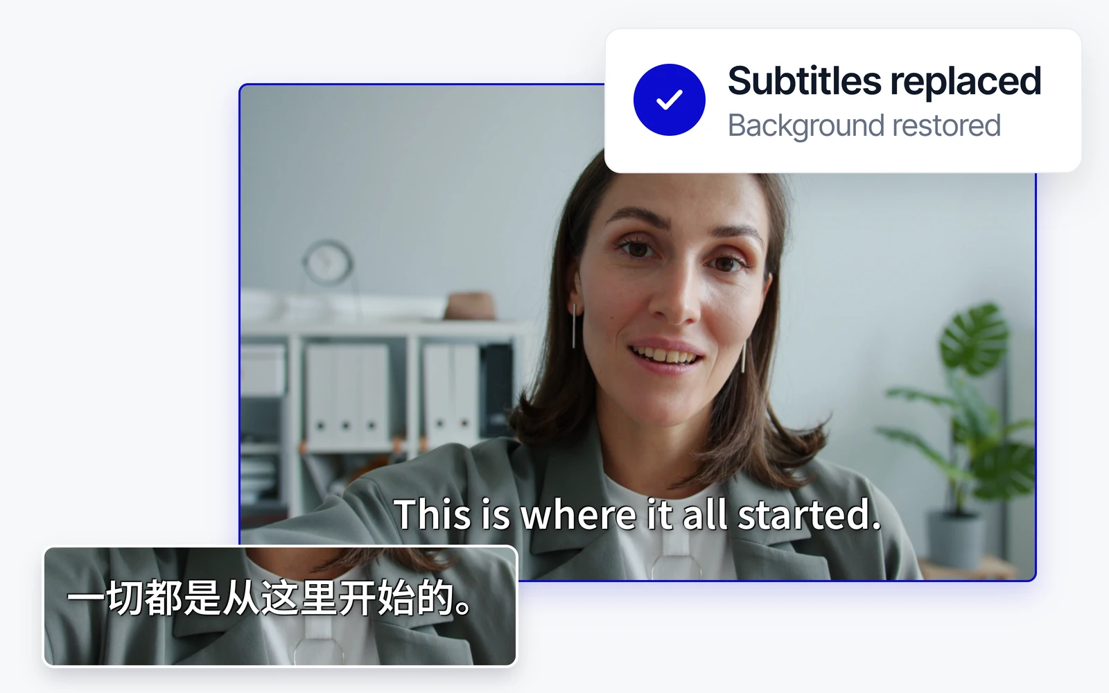 Burned-in Chinese subtitles replaced with English subtitles